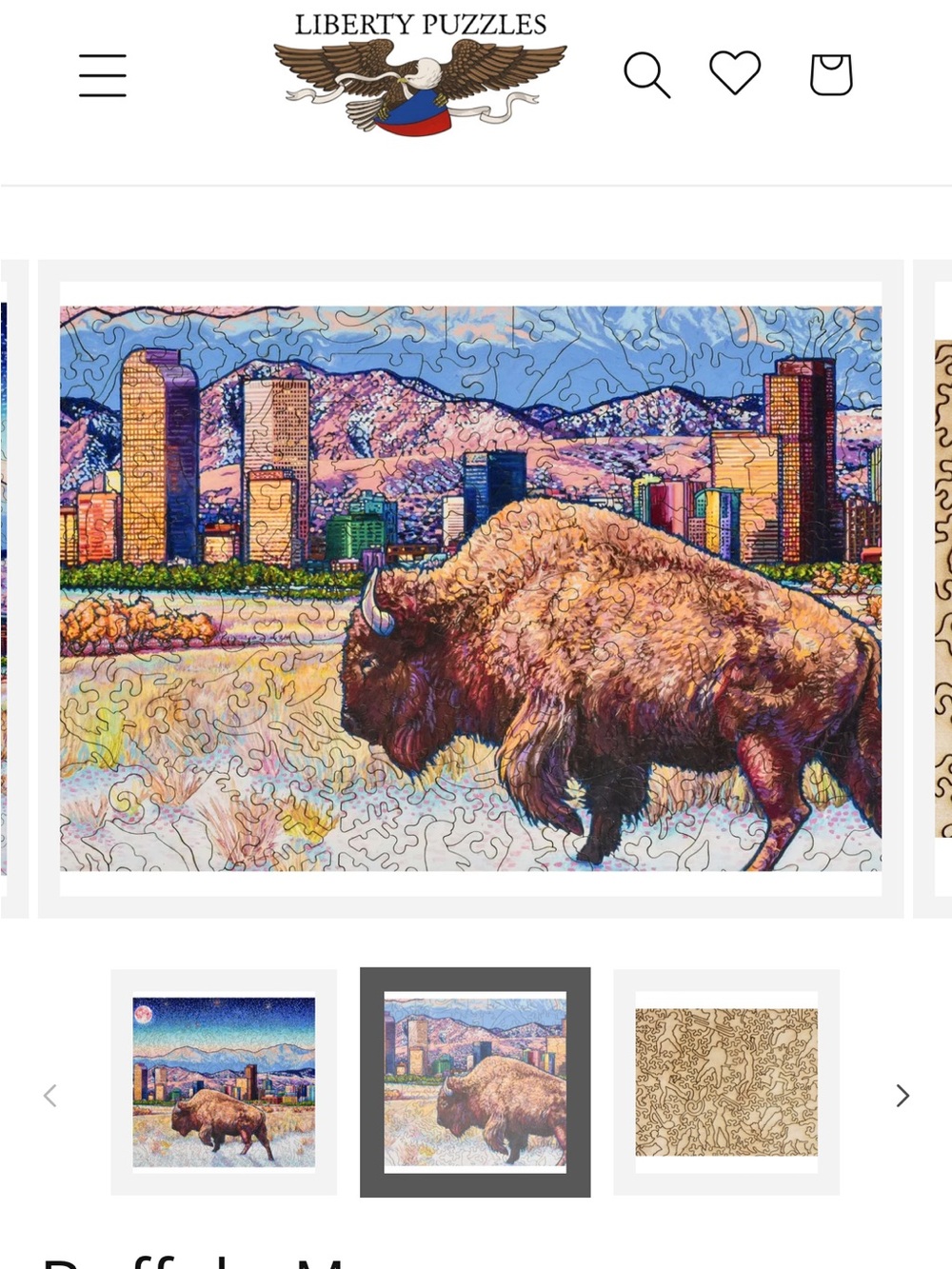 🦬 Liberty Puzzles “Buffalo Moon” Wooden Jigsaw Puzzle | Complete | Retails $115